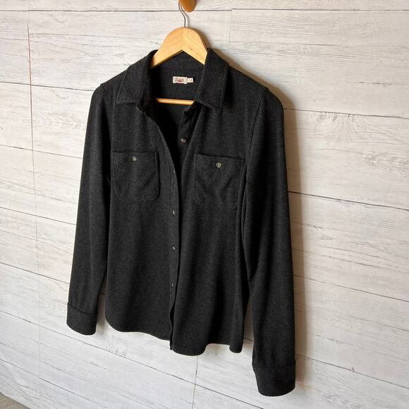 Faherty Shirt Womens Size Medium Heathered Black Twill Legend Sweater Stretch - Picture 5 of 16